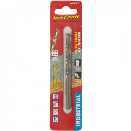 Drill Bit Hss Turbo Point 7.5mm 1/card