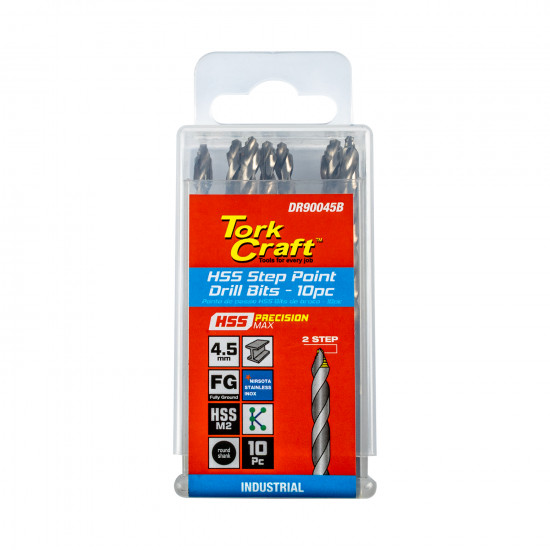 Precision-max Step Point 4.5mm Hss Drill 10 Pack Precision-max Step Point 4.5mm Hss Drill 10 Pack