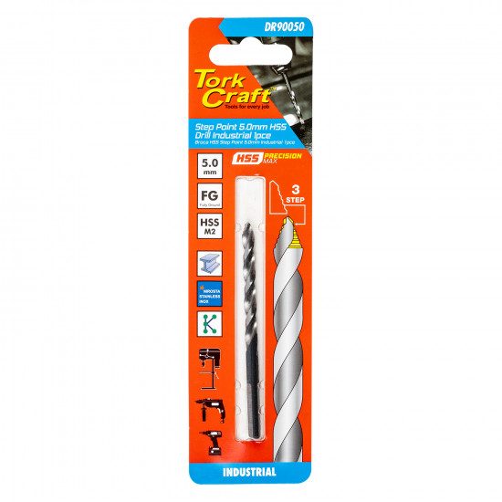 Precision-max Step Point 5.0mm Hss Drill Ind. 1pce