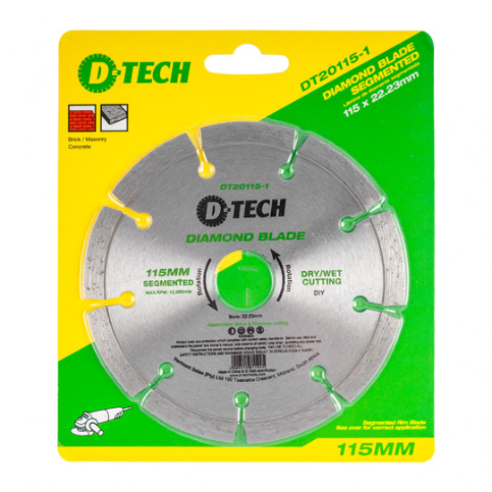 Diamond Blade Segmented Std. 115x22,23mm Concrete/clay Bricks Diamond Blade Segmented Std. 115x22,23mm Concrete/clay Bricks