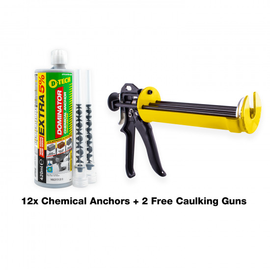 12pc Chemical Anchor Vinylester 420ml Styrene Free C/w 2 Caulking Gun 12pc Chemical Anchor Vinylester 420ml Styrene Free C/w 2 Caulking Gun