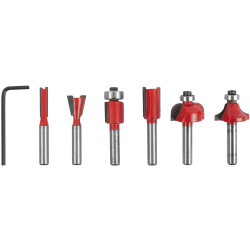 Router Bit Set 6pc Plastic Box 1/4 Shank