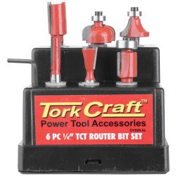 Router Bit Set 6pc Plastic Box 1/4 Shank