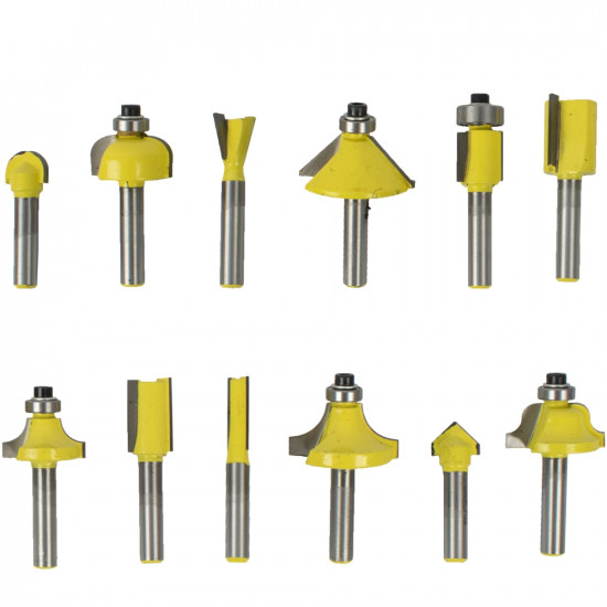 Router Bit Set 12pc Aluminium/glass Case 1/4 Shank Router Bit Set 12pc Aluminium/glass Case 1/4 Shank