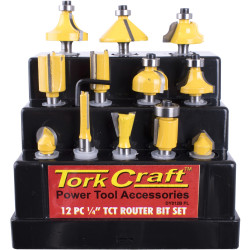 Router Bit Set 12pc Plastic Box 1/4 Shank