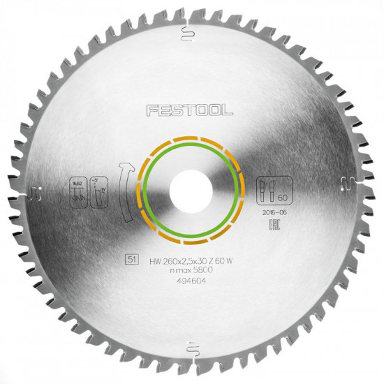 Saw Blade Hw 260x2,5x30 W60 Saw Blade Hw 260x2,5x30 W60