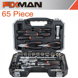 FIXMAN 65 Piece 1/4' & 1/2' Drive Socket Tool Set