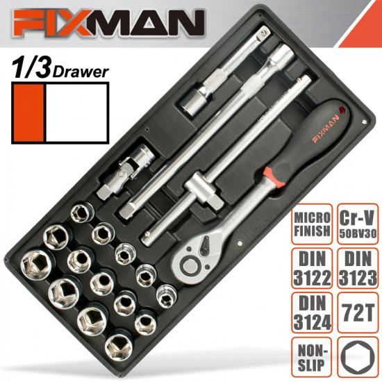 FIXMAN 19-pc 1/2' Dr.sockets & Accessories FIXMAN 19-pc 1/2' Dr.sockets & Accessories