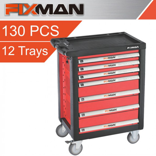 FIXMAN 7 Drawer Ind. Roller Cabinet On Castors With 130pc Of Stock FIXMAN 7 Drawer Ind. Roller Cabinet On Castors With 130pc Of Stock