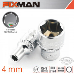 FIXMAN 1/4' Drive Hex Socket 4mm
