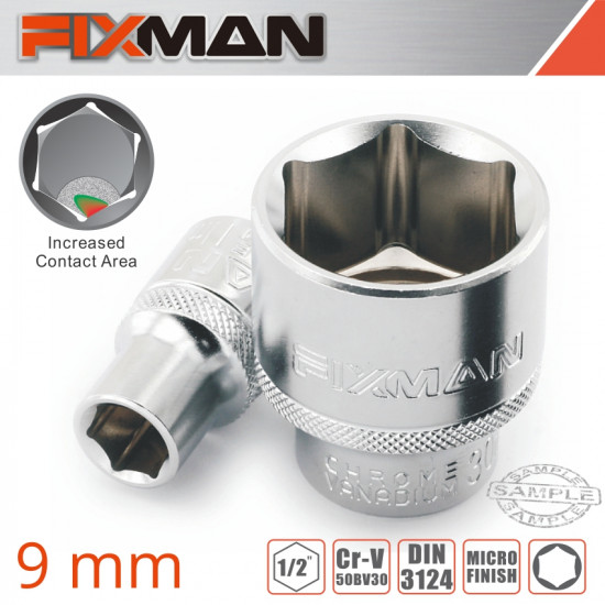 FIXMAN 1/2' Drive Hex Socket 9mm X 21.8mm FIXMAN 1/2' Drive Hex Socket 9mm X 21.8mm