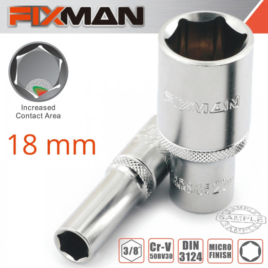 FIXMAN 3/8' Dr Deep Socket 18mm FIXMAN 3/8' Dr Deep Socket 18mm