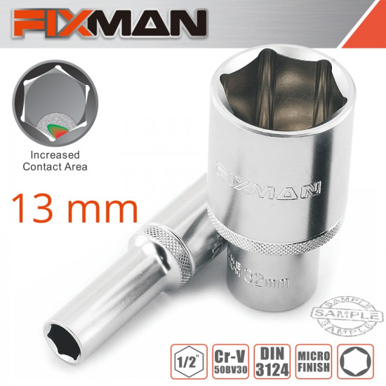 FIXMAN 1/2' Dr Deep Socket 13mm FIXMAN 1/2' Dr Deep Socket 13mm