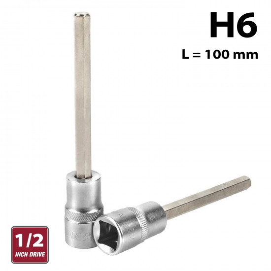 FIXMAN 1/2' Dr. 6 X 100mm Hex Allen Bit Socket H6 FIXMAN 1/2' Dr. 6 X 100mm Hex Allen Bit Socket H6