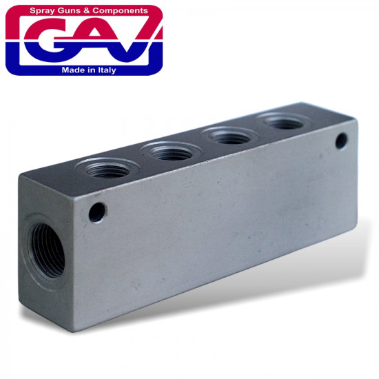 Manifold Block X4 1/4' Ports On Top X2 3/8' Ports On The Sides Manifold Block X4 1/4' Ports On Top X2 3/8' Ports On The Sides