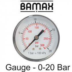 Pressure Gauge 0-20bar1/4rear 63mm D6314r20 Packaged
