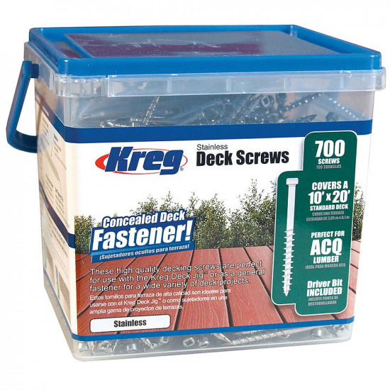 KREG Stainless Steel Deck Screws 2' #8 Coarse Pan Head 700ct KREG Stainless Steel Deck Screws 2' #8 Coarse Pan Head 700ct