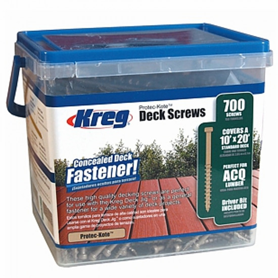 KREG Protec-kote Deck Screws 2' #8 Coarse Pan Head 700ct KREG Protec-kote Deck Screws 2' #8 Coarse Pan Head 700ct