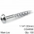 KREG Zinc Pocket Hole Screws 32mm 1.25' #8 Coarse Thread Mx Loc 100ct