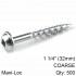 KREG Zinc Pocket Hole Screws 32mm 1.25' #8 Coarse Thread Mx Loc 500ct