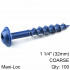 KREG Blue Kote Pocket Hole Screws 32mm 1.25' #8 Coarse Thread Mx Loc 1