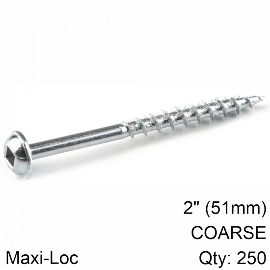 KREG Zinc Pocket Hole Screws 51mm 2.00' #8 Coarse Thread Mx Loc 250ct KREG Zinc Pocket Hole Screws 51mm 2.00' #8 Coarse Thread Mx Loc 250ct
