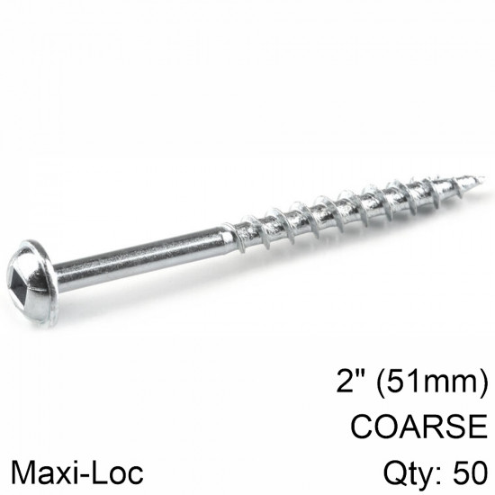 KREG Zinc Pocket Hole Screws 51mm 2.00' #8 Coarse Thread Mx Loc 50ct KREG Zinc Pocket Hole Screws 51mm 2.00' #8 Coarse Thread Mx Loc 50ct