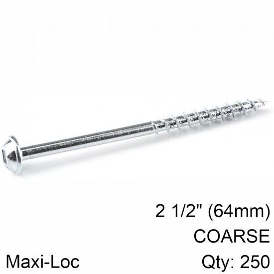 KREG Zinc Pocket Hole Screws 64mm 2.50' #8 Coarse Thread Mx Loc 250ct KREG Zinc Pocket Hole Screws 64mm 2.50' #8 Coarse Thread Mx Loc 250ct