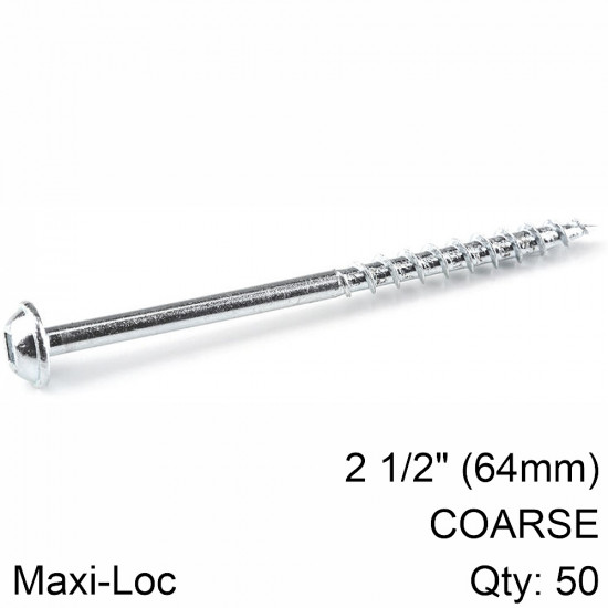 KREG Zinc Pocket Hole Screws 64mm 2.50' #8 Coarse Thread Mx Loc 50ct KREG Zinc Pocket Hole Screws 64mm 2.50' #8 Coarse Thread Mx Loc 50ct