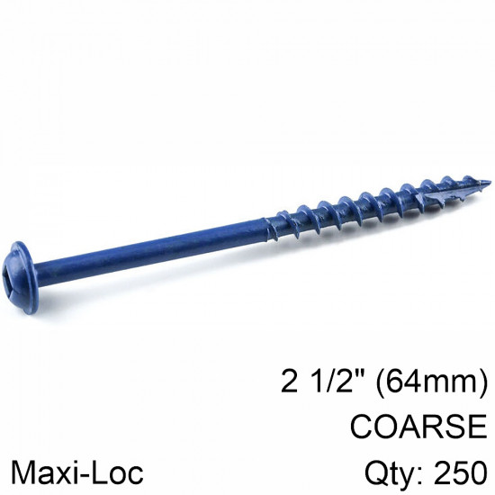KREG Blue Kote Pocket Hole Screws 64mm 2.50' #8 Coarse Thread Mx Loc 2 KREG Blue Kote Pocket Hole Screws 64mm 2.50' #8 Coarse Thread Mx Loc 2