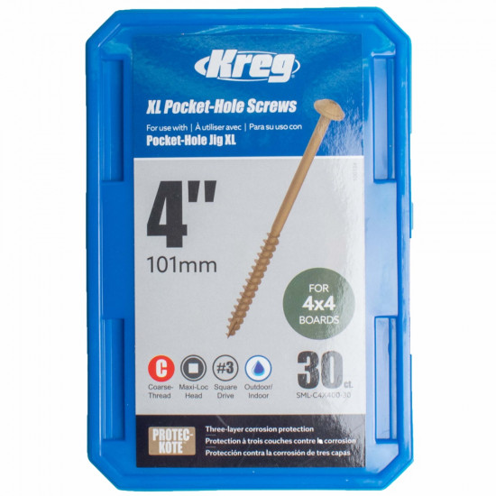 KREG Hd Protec-kote Pocket-hole Screws - 101mm / 4.00', Coarse-thread KREG Hd Protec-kote Pocket-hole Screws - 101mm / 4.00', Coarse-thread