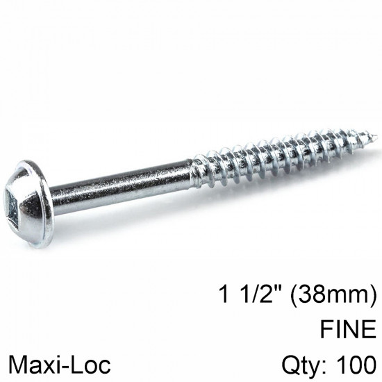 KREG Zinc Pocket Hole Screws 38mm 1.50' #7 Fine Thread Mx Loc 100ct