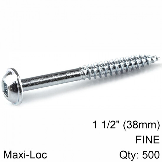 KREG Zinc Pocket Hole Screws 38mm 1.50' #7 Fine Thread Mx Loc 500ct KREG Zinc Pocket Hole Screws 38mm 1.50' #7 Fine Thread Mx Loc 500ct