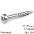 KREG Zinc Pocket Hole Screws 25mm 1.00' #7 Coarse Thread Pan Head 100c