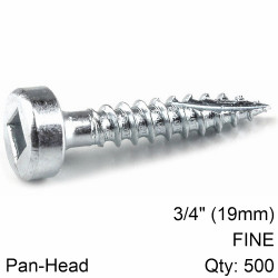 KREG Zinc Pocket Hole Screws 19mm 0.75' #6 Fine Thread Pan Head 500ct