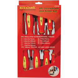 8pc Screwdriver & Tester Set Electricians Insulated Vde