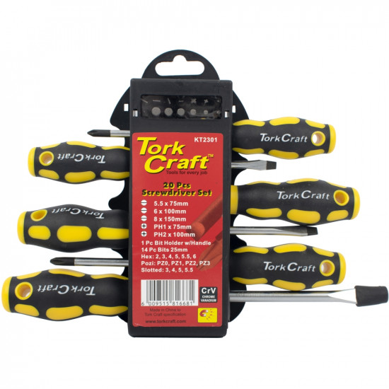20pc Screwdriver Set Includes Insert Bits