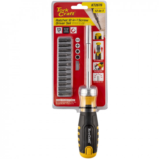 Ratchet S/ Driver Set 12-in-1 12pc Bits 1pc Driver Ratchet S/ Driver Set 12-in-1 12pc Bits 1pc Driver