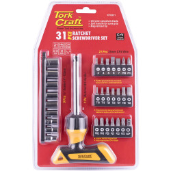 31pc Screwdriver Ratchet T-h&le Bit Set