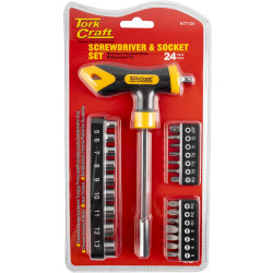 Screwdriver Bit & Socket Set 24 Pc T Bar