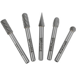 Rotary Burr Set 5 Pc Asstd 8mm Dia Tungsten