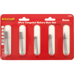 Rotary Burr Set 5 Pc Asstd 8mm Dia Tungsten