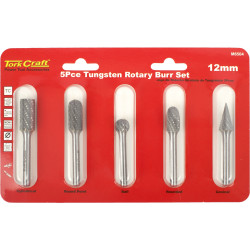 Rotary Burr Set 5 Pc Asstd 12mm Dia Tungsten