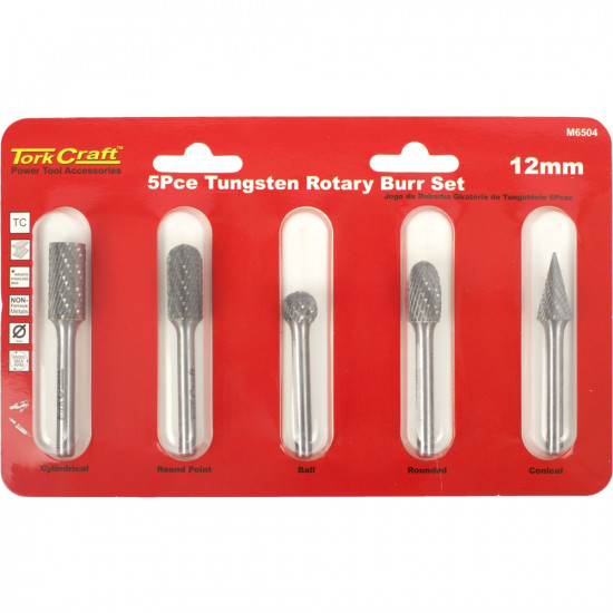 Rotary Burr Set 5 Pc Asstd 12mm Dia Tungsten Rotary Burr Set 5 Pc Asstd 12mm Dia Tungsten