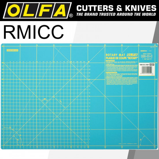 OLFA Mat Rotary 450 X 300mm Metric & Inch Double Sided Blue OLFA Mat Rotary 450 X 300mm Metric & Inch Double Sided Blue