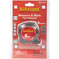 Measuring Tape With Marker 8m X 25mm Rubber Casing Matt Finish