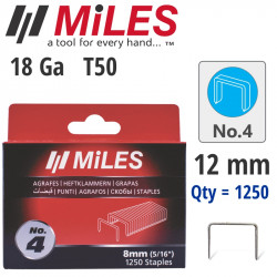 Galv Staples 18g T50 12mm X 1250pcs MILES No4