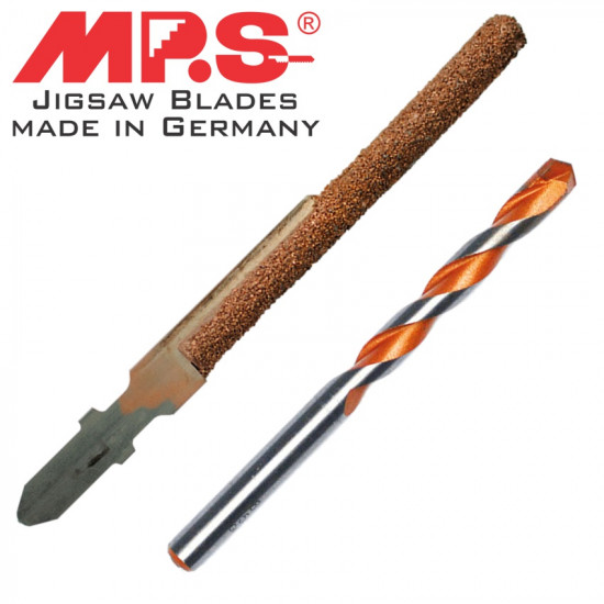 Jigsaw Blade Univ. Set Carbide Rasp 6mm 100/75 + Drill Bit 6x60x100mm Jigsaw Blade Univ. Set Carbide Rasp 6mm 100/75 + Drill Bit 6x60x100mm