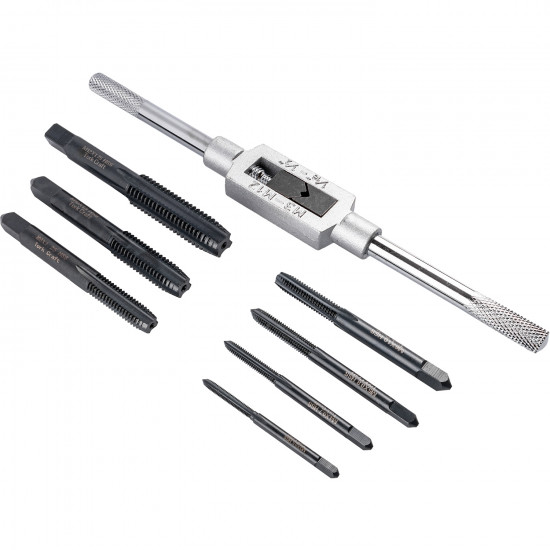 Hss Taps M3 - M12 & Tap Wrench 8pc Carded Set Mm Hss Taps M3 - M12 & Tap Wrench 8pc Carded Set Mm