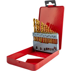 Drill Bit Set 13pce Tin. Coated Metal Case